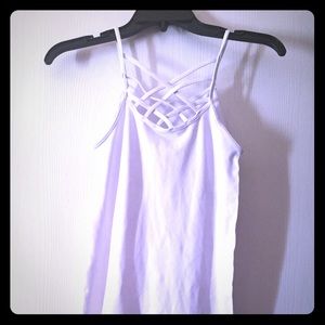 White cross front spaghetti strap tank top